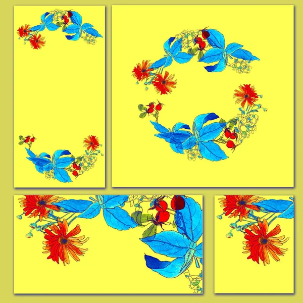 Wreath of Autumn Flower: Aster, Chrysanthemum, Hydrangea, Rose ships. Fundo desenhado à mão aquarela, quadro de círculo para o seu design. Design Floral Outono para Cartão de Convite, Impressão Têxtil, Cartaz . — Fotografia de Stock