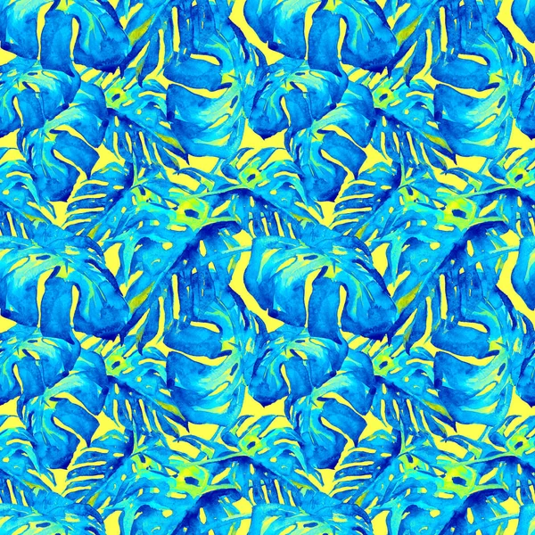 Akvarell Seamless Pattern. Kézzel festett szemlélteti a trópusi levelek és virágok. Tropic nyári motívum Liana mintával. — Stock Fotó