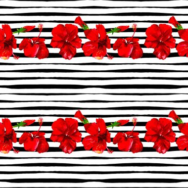 Hibiscus hatları ile Seamless Modeli.