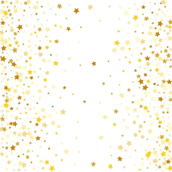 Złote gwiazdy tła. Spadające piękne złote gwiazdy konfetti. Świętować streszczenie ozdoba party, urodziny, rocznicę lub zdarzenia, uroczysty. Ilustracja wektorowa — Wektor stockowy