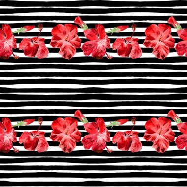 Hibiscus hatları ile Seamless Modeli.