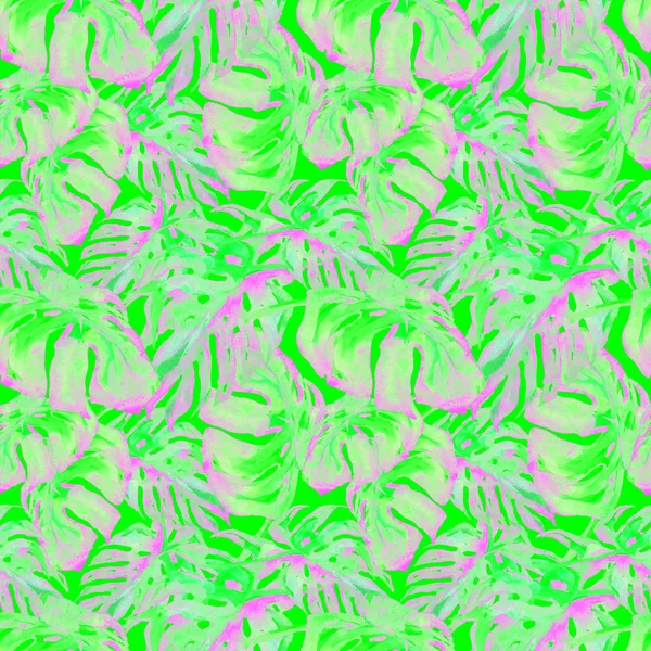 Akvarell Seamless Pattern. Kézzel festett szemlélteti a trópusi levelek és virágok. Tropic nyári motívum Liana mintával. — Stock Fotó