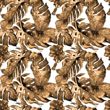 Egzotik çiçekler. Sulu Boya Dikişsiz desen. 