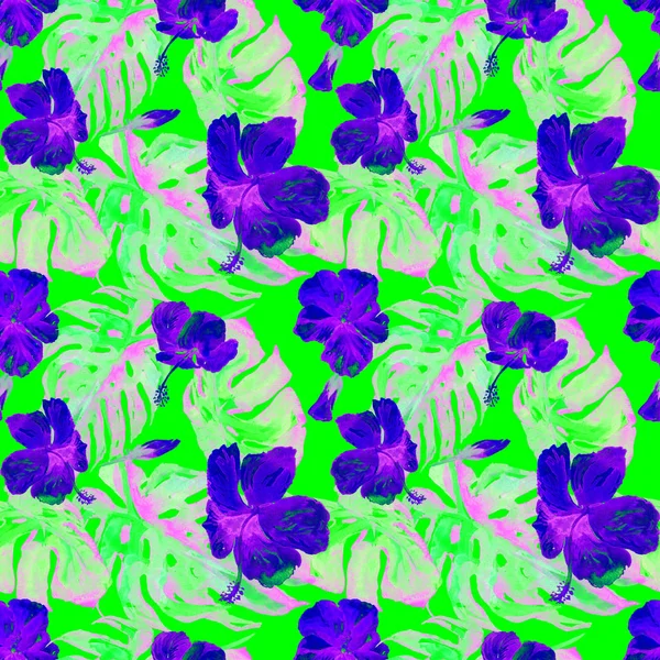 Egzotikus virágok. Akvarell Seamless Pattern. — Stock Fotó