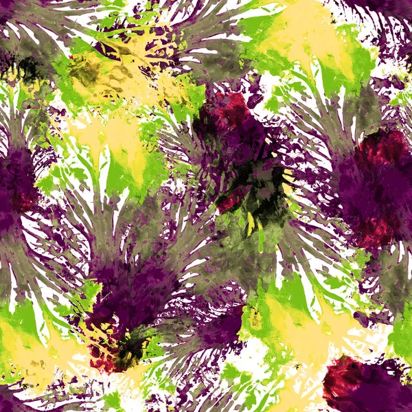 Naadloze Hand Drawn aquarel patroon. Helder Design voor behang, tegels, textiel, weefsel, zeewieren, verpakking, Camouflage Print. — Stockfoto