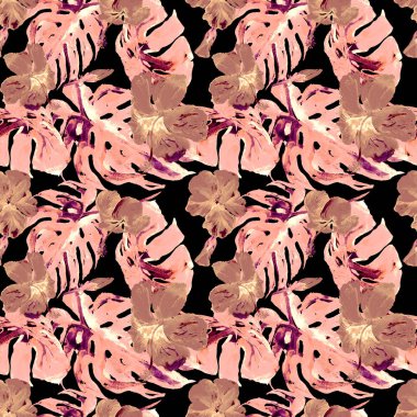 Egzotik çiçekler. Sulu Boya Dikişsiz desen. 