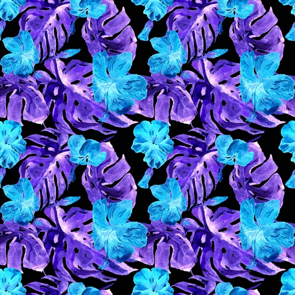 Exotic Flowers. Watercolor Seamless Pattern. — Stock Photo, Image