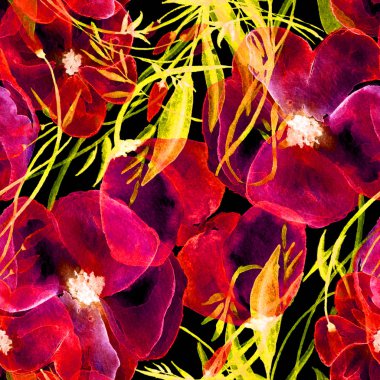 Sulu Boya Dikişsiz çiçek desenli. Tekstil baskı, davet arka plan, duvar kağıdı için trendy çiçek Background Tasarımı, kumaş baskı, düğün kartı el çizilmiş suluboya resim.