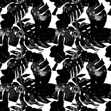 Egzotik çiçekler. Sulu Boya Dikişsiz desen. 