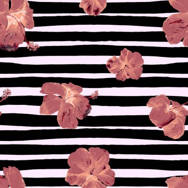 Hibiscus hatları ile Seamless Modeli.