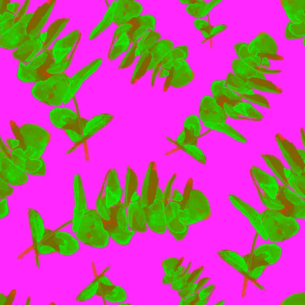 Eucalyptus Greenery Leaves Seamless Pattern. — Stock Photo, Image