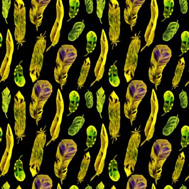 Suluboya tüyler ile Seamless modeli. Tekstil baskı, tasarım döşeme, duvar kağıdı, arka plan için kullanılabilir.