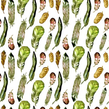 Suluboya tüyler ile Seamless modeli. Tekstil baskı, tasarım döşeme, duvar kağıdı, arka plan için kullanılabilir.