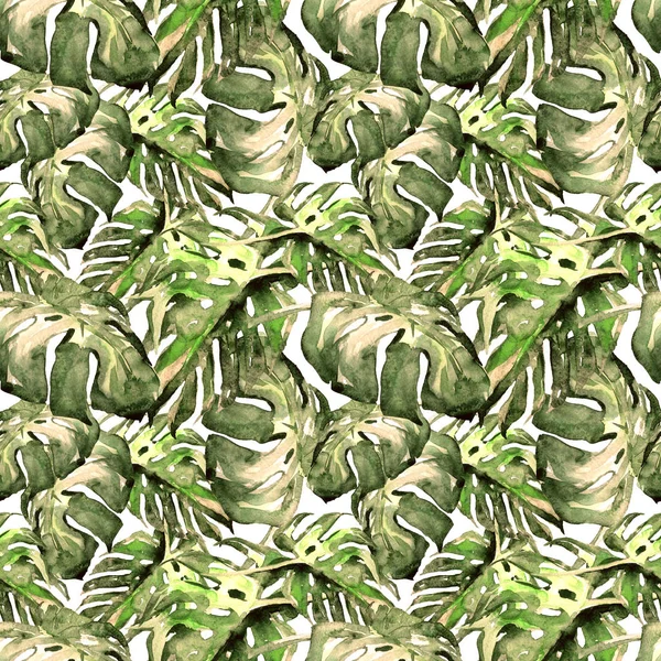 Акварель бесшовная. Ручная иллюстрация тропических листьев и цветов. Летний мотив с Лианой Паттинсон . — стоковое фото