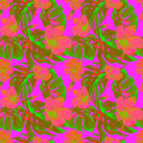 Egzotikus virágok. Akvarell Seamless Pattern. — Stock Fotó