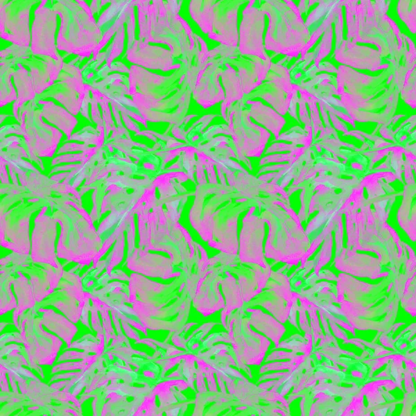 Watercolor Seamless Pattern. Hand Painted Illustration of Tropical Leaves and Flowers. Tropic Summer Motif with Liana Pattern. — Stock Photo, Image