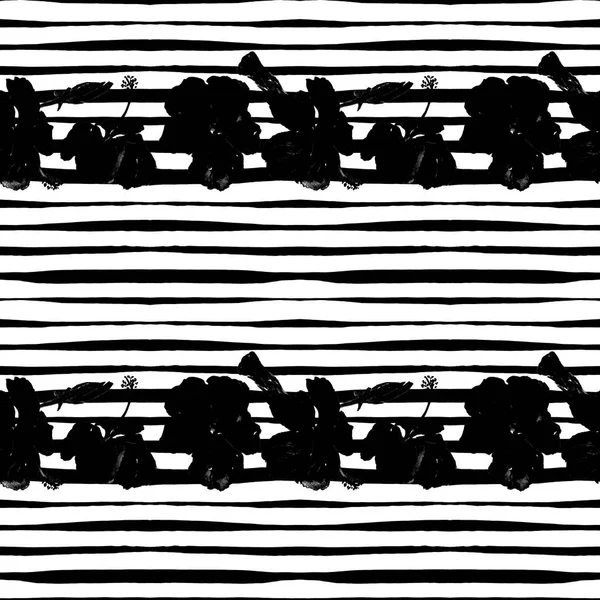 Hibiskus nahtloses Muster mit Linien. — Stockfoto