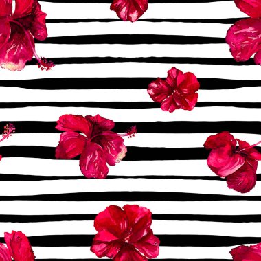 Hibiscus hatları ile Seamless Modeli.