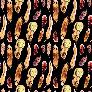 Suluboya tüyler ile Seamless modeli. Tekstil baskı, tasarım döşeme, duvar kağıdı, arka plan için kullanılabilir.