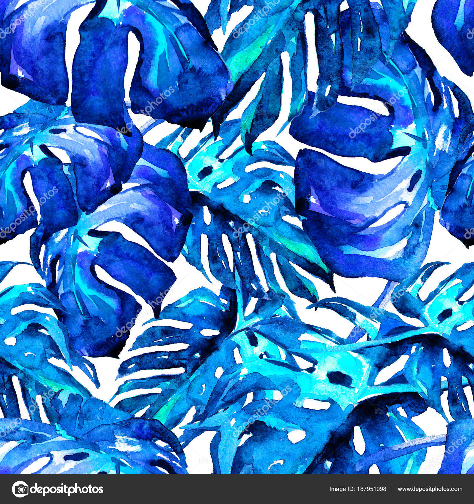 水彩のシームレスなパターン 手描きの熱帯の葉と花のイラスト モンステラのパターンを持つ熱帯夏モチーフ ストック写真 C Elenasergeevnalitvinova Gmail Com 187951098