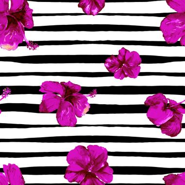 Hibiscus hatları ile Seamless Modeli.