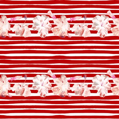 Hibiscus hatları ile Seamless Modeli.