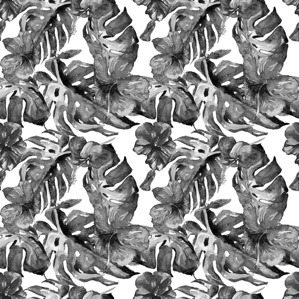 Exotic Flowers. Watercolor Seamless Pattern.