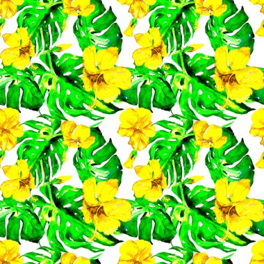 Egzotik çiçekler. Sulu Boya Dikişsiz desen. 