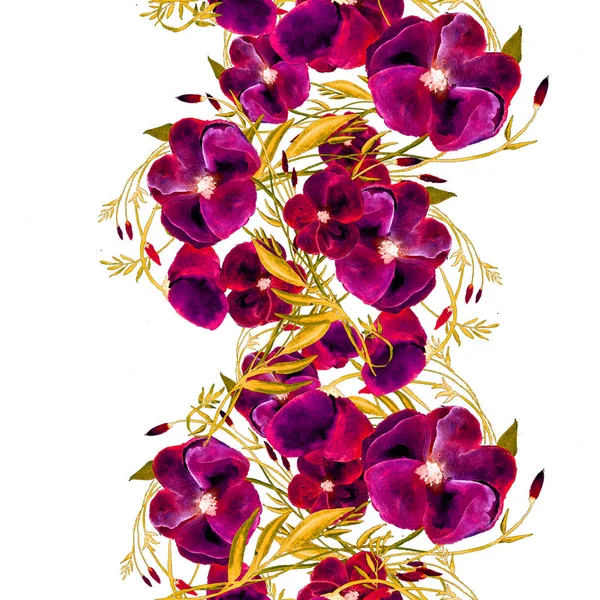 Sulu Boya Dikişsiz çiçek desenli. Tekstil baskı, davet arka plan, duvar kağıdı için trendy çiçek Background Tasarımı, kumaş baskı, düğün kartı el çizilmiş suluboya resim. — Stok fotoğraf
