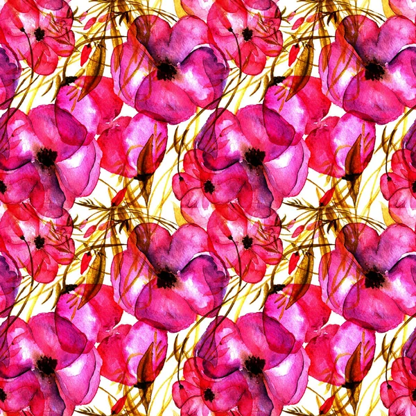Ακουαρέλα απρόσκοπτη λουλουδάτο μοτίβο. Μοντέρνα Floral φόντο για εκτύπωση κλωστοϋφαντουργίας, πρόσκληση υπόβαθρο, ταπετσαρία σχεδιασμό, εκτύπωση ύφασμα, γαμήλια κάρτα χέρι που ακουαρέλα εικονογράφηση. — Φωτογραφία Αρχείου