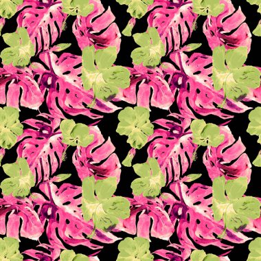 Egzotik çiçekler. Sulu Boya Dikişsiz desen. 