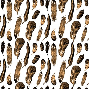 Suluboya tüyler ile Seamless modeli. Tekstil baskı, tasarım döşeme, duvar kağıdı, arka plan için kullanılabilir.