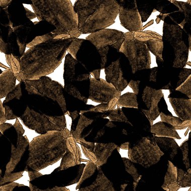 Fesleğen Seamless Modeli yapraklar. Repeatably elle çizilmiş ve arka plan bahar bitki fesleğen.