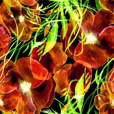 Sulu Boya Dikişsiz çiçek desenli. Tekstil baskı, davet arka plan, duvar kağıdı için trendy çiçek Background Tasarımı, kumaş baskı, düğün kartı el çizilmiş suluboya resim.