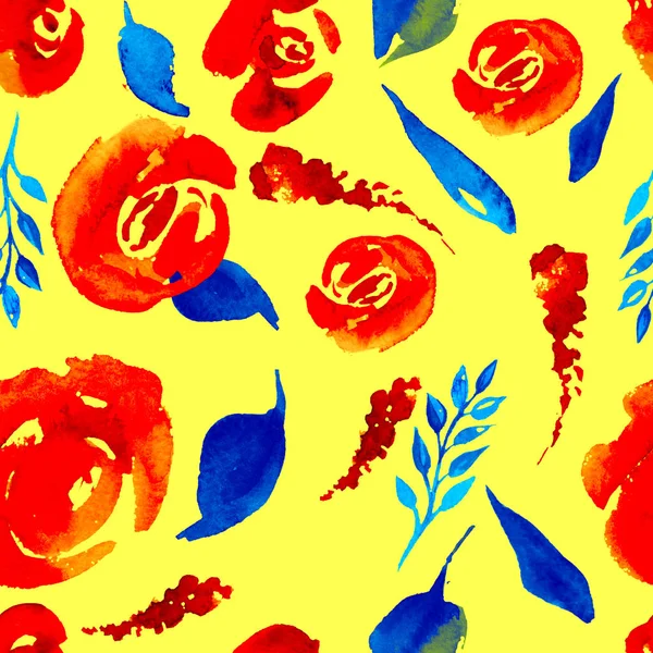 Acuarela patrón de repetición floral. Se puede utilizar como impresión para la tela, fondo para la invitación de la boda — Foto de Stock