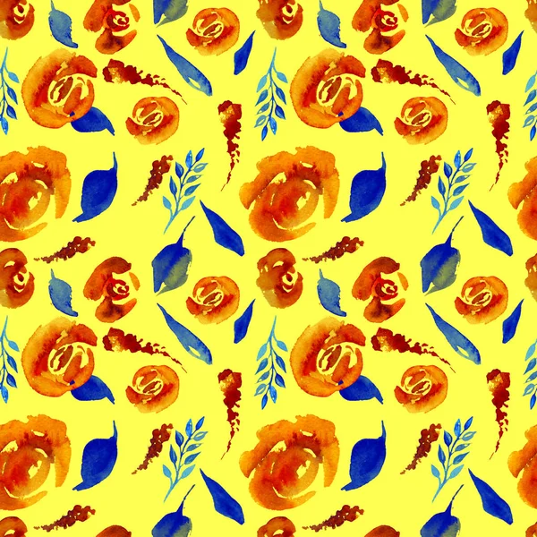 Acuarela patrón de repetición floral. Se puede utilizar como impresión para la tela, fondo para la invitación de la boda —  Fotos de Stock