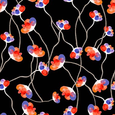 Suluboya çiçek deseni yineleyin. Kumaşlar, düğün davetiyesi için arka plan için bir baskı kullanılabilir