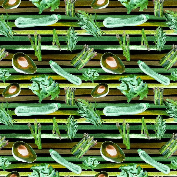 Zöldség Seamless Pattern csíkokkal. Az egészséges táplálkozás megismételhető minta. — Stock Fotó