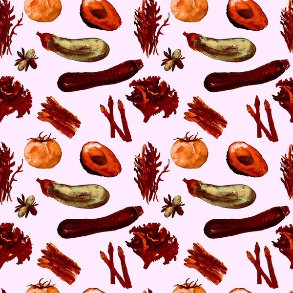 Vegetables Seamless Pattern. Repeatable Pattern with Healthy Food.