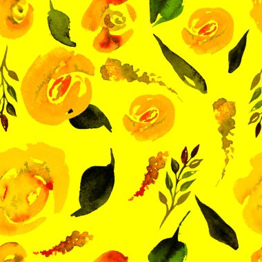 Suluboya çiçek deseni yineleyin. Kumaşlar, düğün davetiyesi için arka plan için bir baskı kullanılabilir