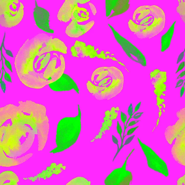 Padrão de repetição floral aquarela. Pode ser usado como uma impressão para tecido, fundo para convite de casamento — Fotografia de Stock