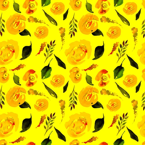 Květinový akvarel opakování vzoru. Lze použít jako tisk pro tkaniny, zázemí pro svatební oznámení — Stock fotografie