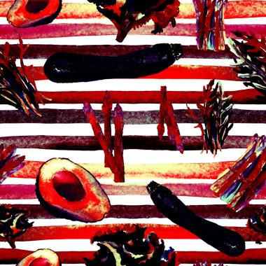 Sebze Seamless Modeli çizgili. Sağlıklı gıda ile tekrarlanabilir model. 