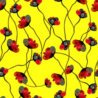 Suluboya çiçek deseni yineleyin. Kumaşlar, düğün davetiyesi için arka plan için bir baskı kullanılabilir