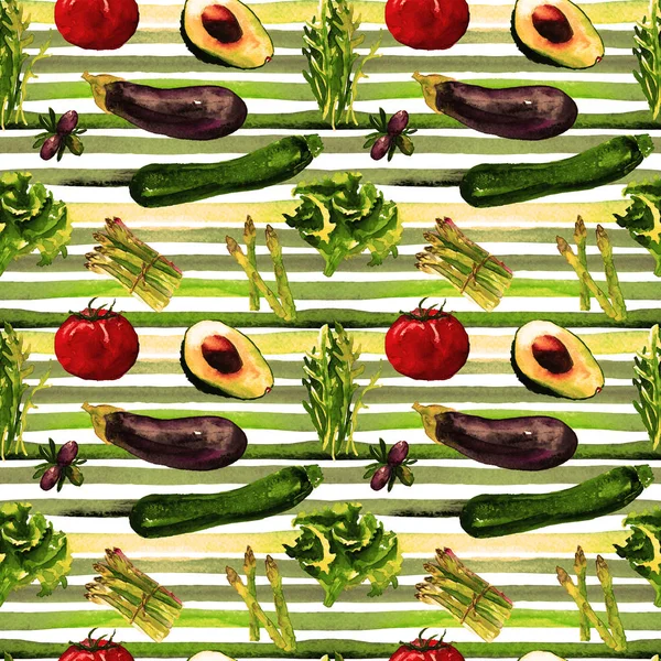 Patrón de verduras sin costura. Patrón repetible con comida saludable . — Foto de Stock