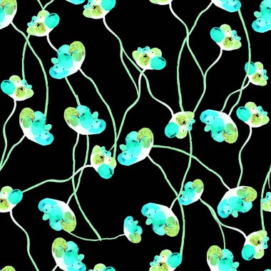 Suluboya çiçek deseni yineleyin. Kumaşlar, düğün davetiyesi için arka plan için bir baskı kullanılabilir