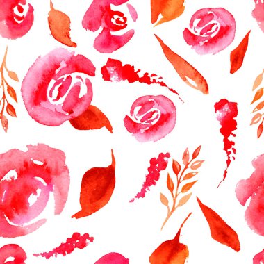 Suluboya çiçek deseni yineleyin. Kumaşlar, düğün davetiyesi için arka plan için bir baskı kullanılabilir