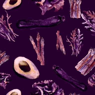 Vejetaryen Seamless modeli. Sağlıklı gıda ile tekrarlanabilir model. Elle çizilmiş suluboya sebze.