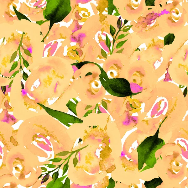Acuarela patrón de repetición floral. Se puede utilizar como impresión para la tela, fondo para la invitación de la boda —  Fotos de Stock