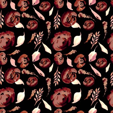 Suluboya çiçek deseni yineleyin. Kumaşlar, düğün davetiyesi için arka plan için bir baskı kullanılabilir